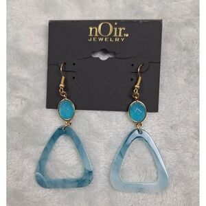 Noir Jewelry Earrings Womens Blue Marbled Resin Triangle Drop Gold Tone Fishhook